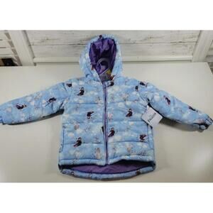 Disney Frozen Girl's Puffer Hoodie Jacket 3T NEW Winter Warm